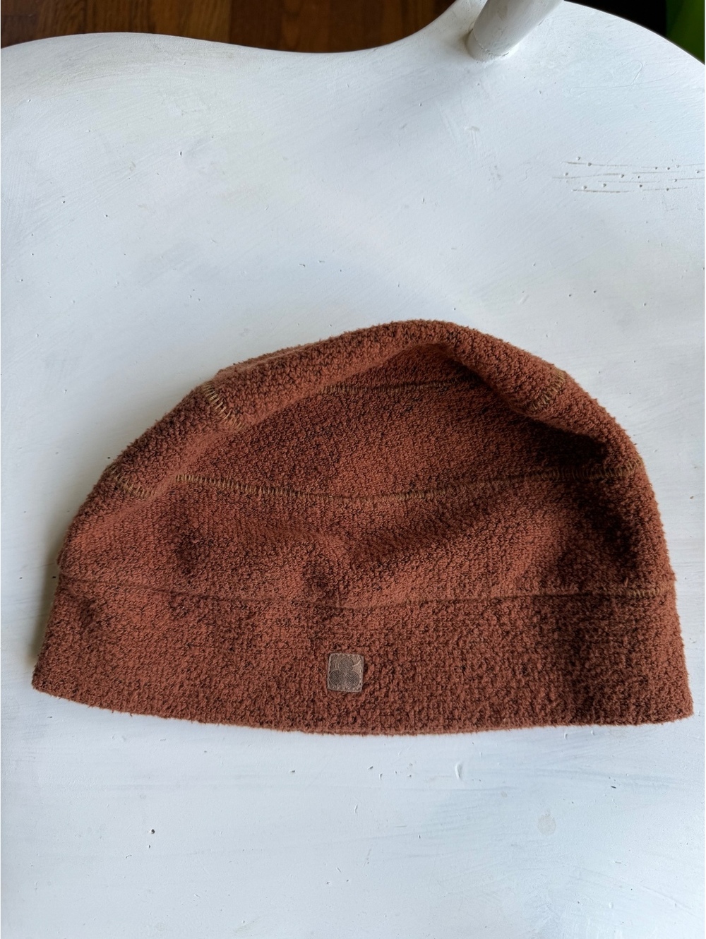 Gypsy & Lolo Upcycled Fleece Beanie Hat in Rust Brown - One Size